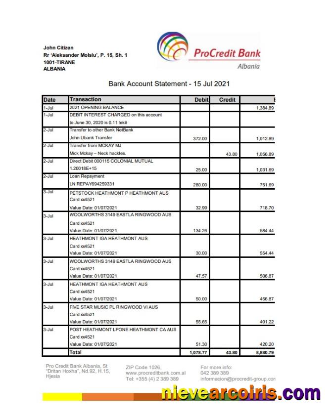 Albania ProCredit Bank in Excel format.pdf